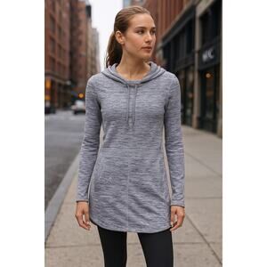 Athleta Techie Sweat Popover Dress Womens Sz XS Hooded Pockets Athleisure Casual